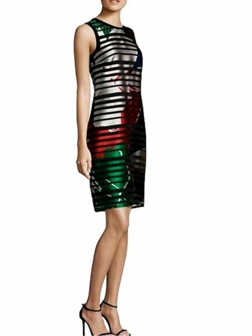 Hugo Boss Danyna Sheath Dress Womens 2 Multicolor Silk Blend Striped